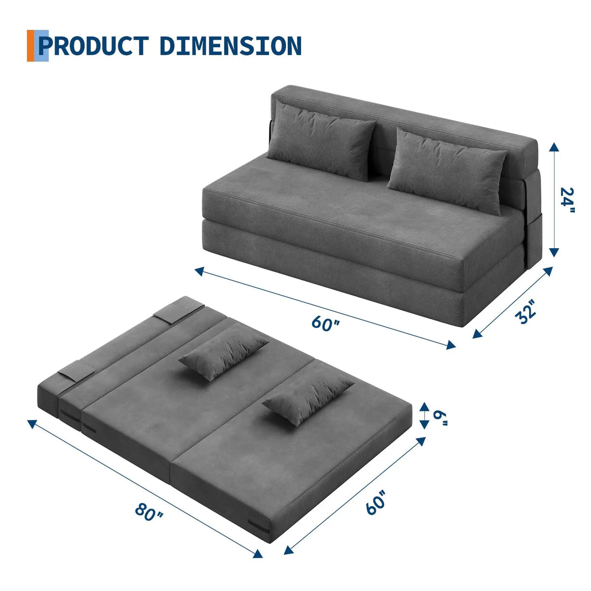 HobbyLane 4in1 Folding Sofa Bed With Pillow For Living Room