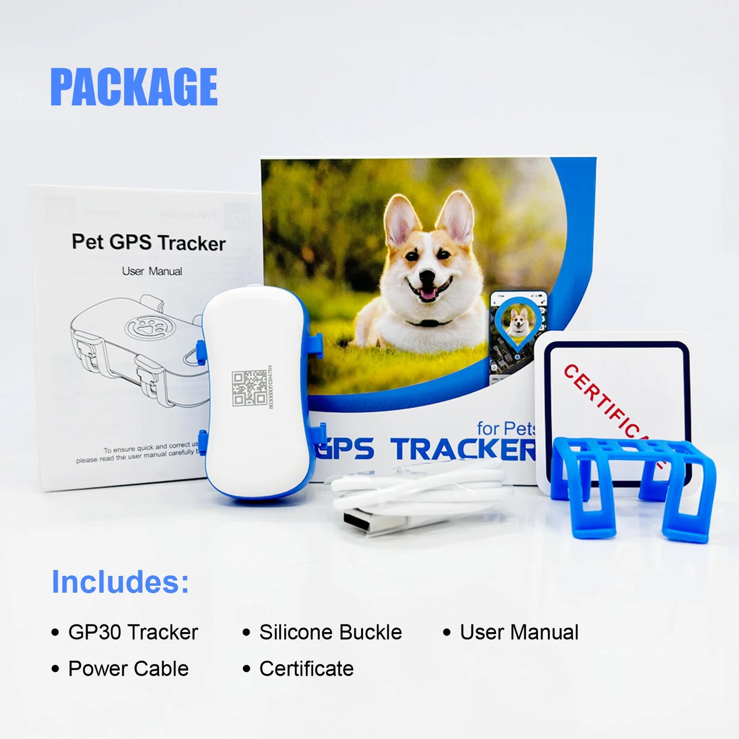 WANWAYTECH GPS Pet Tracker for Dogs and Cats Real Time Tracking QR Code