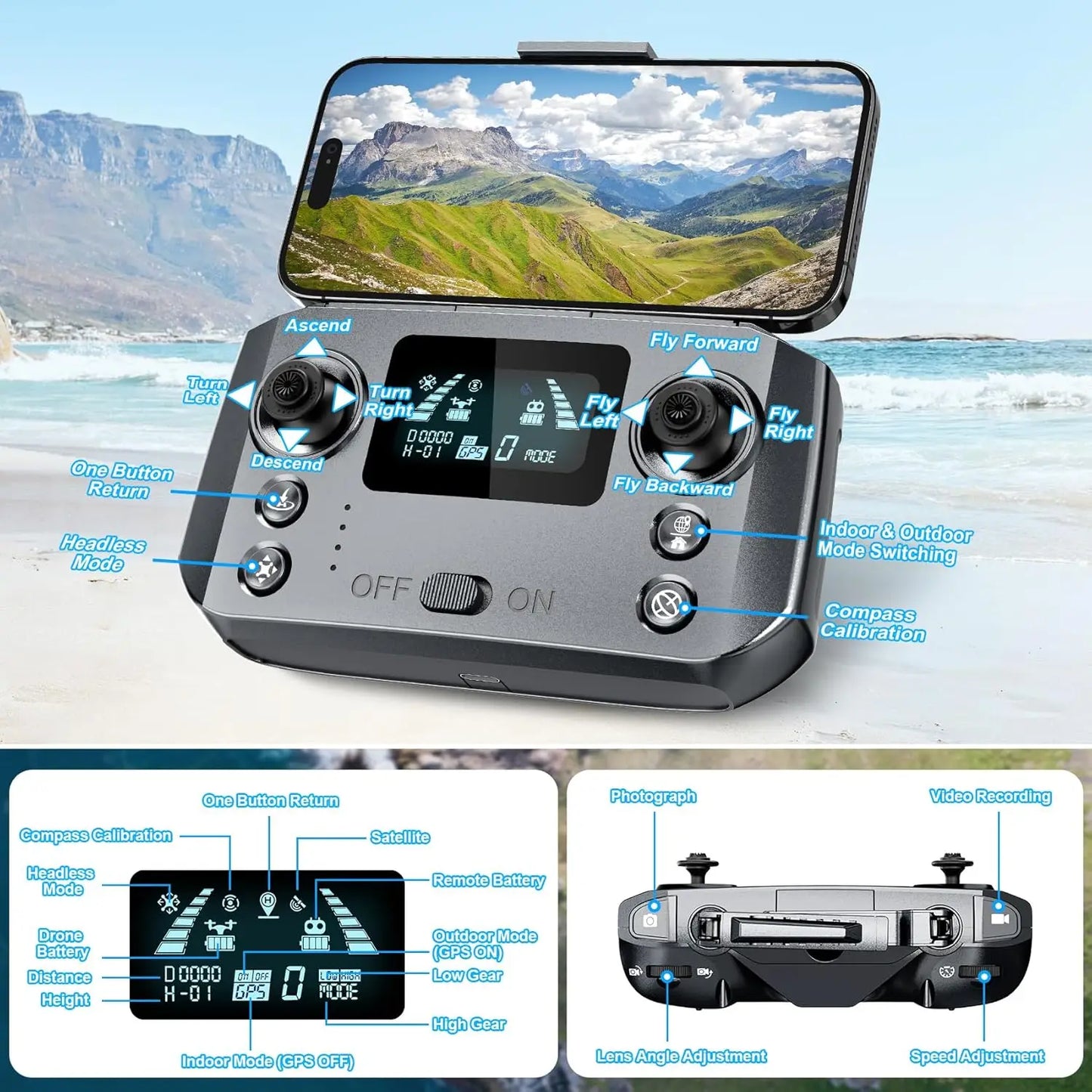 4K GPS Drone With Camera Follow Me Auto Return Foldable