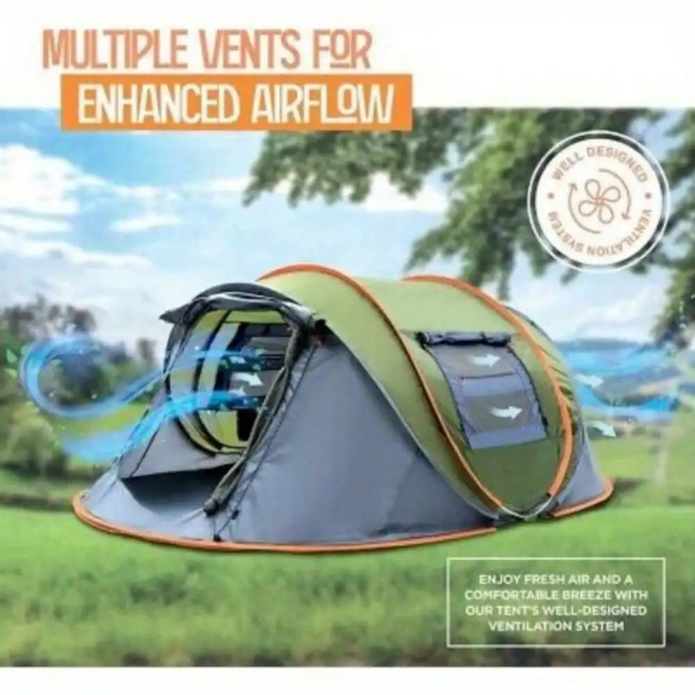 Camping Tent Easy Pop Up With Two Doors Waterproof Shelter