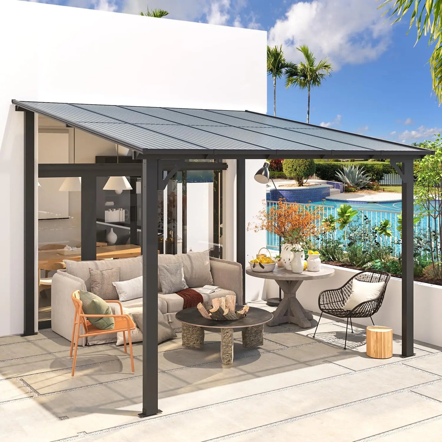 Wall Mounted Gazebo Pergola For Outdoor Patio Deck And Porch