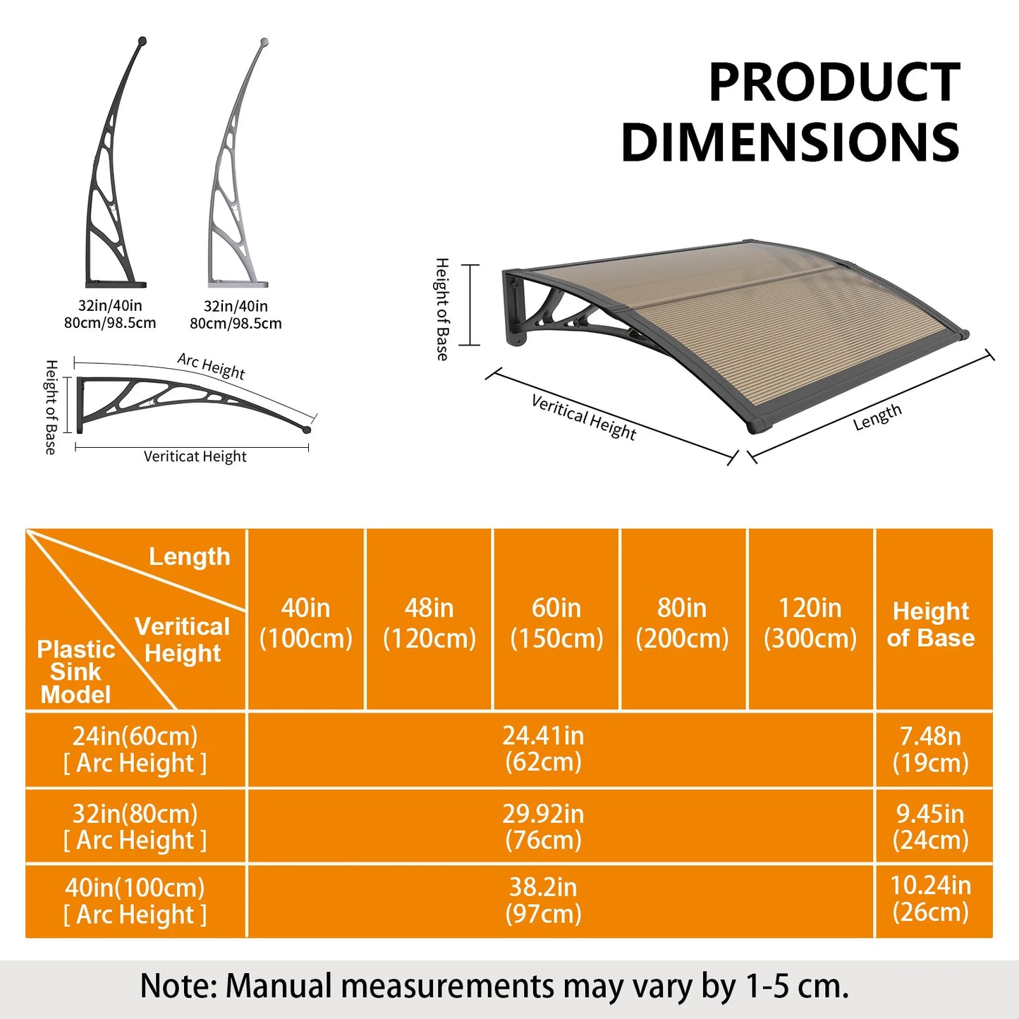 GUANSU-CN PC Door And Window Awnings Canopy Rain Sun Protection