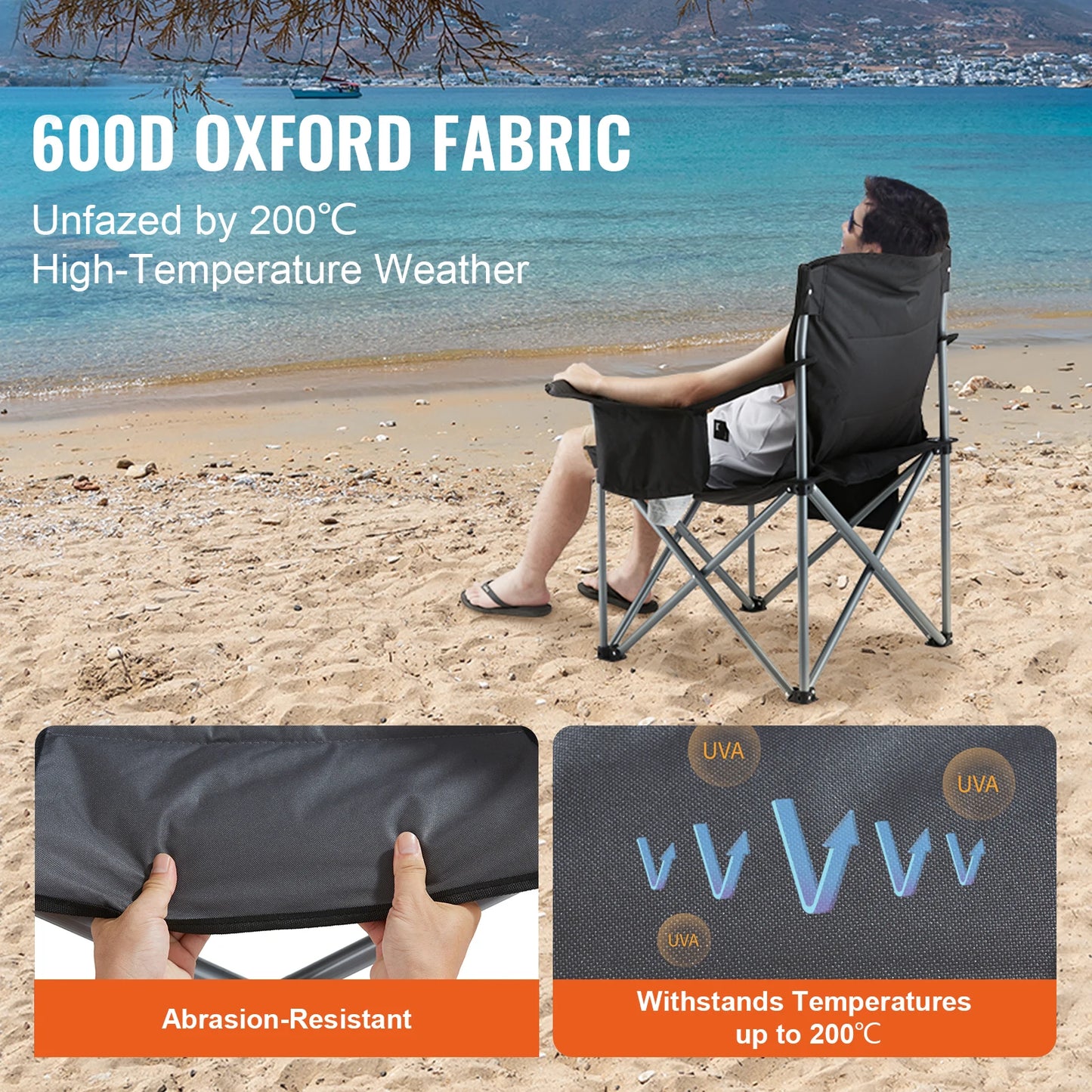 VEVOR Camping Folding Chair for Adults Quad Lumbar Back Support