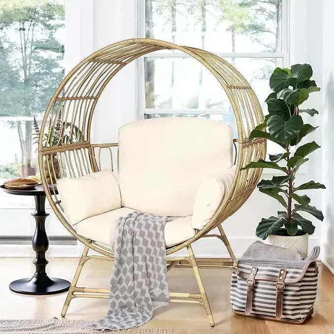 Egg Chair Outdoor Indoor Oversized Rattan Wicker Patio Lounge