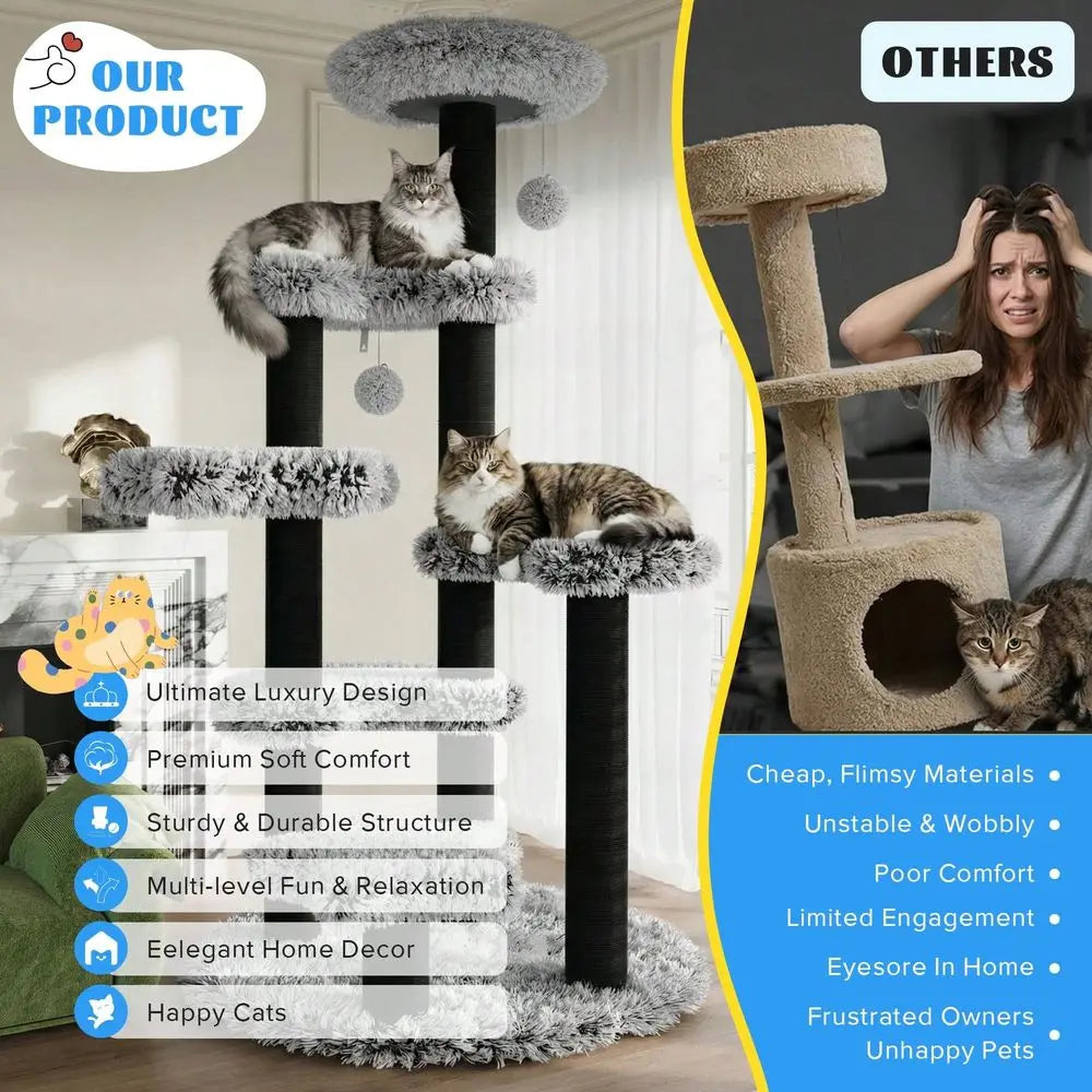 XMSJ Cat Tree Tower Multilevel Activity Center Cozy Perch