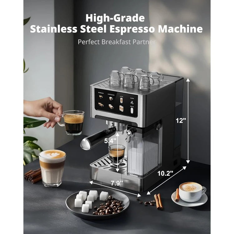 Espresso Cappuccino Machine 20 Bar Dual Boiler 3 In 1 Automatic Milk Frother