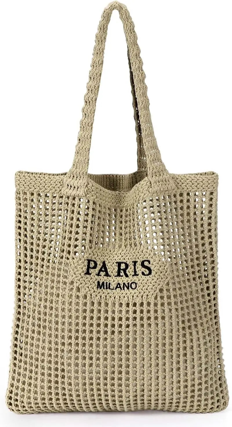 Hatisan CN Crochet Tote Bag Mesh Beach Bag For Women