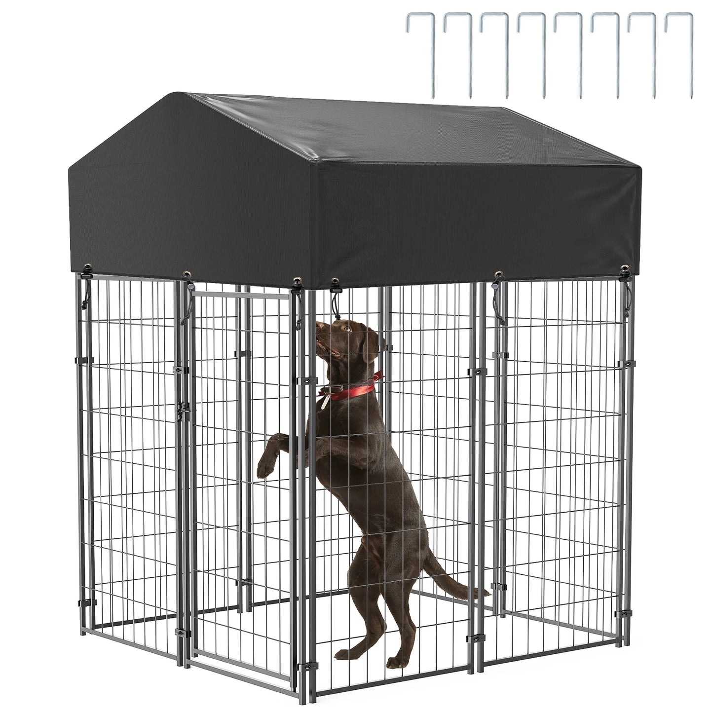 BINGOPAW Outdoor Dog Kennel Welded Wire Galvanized Weatherproof Canopy