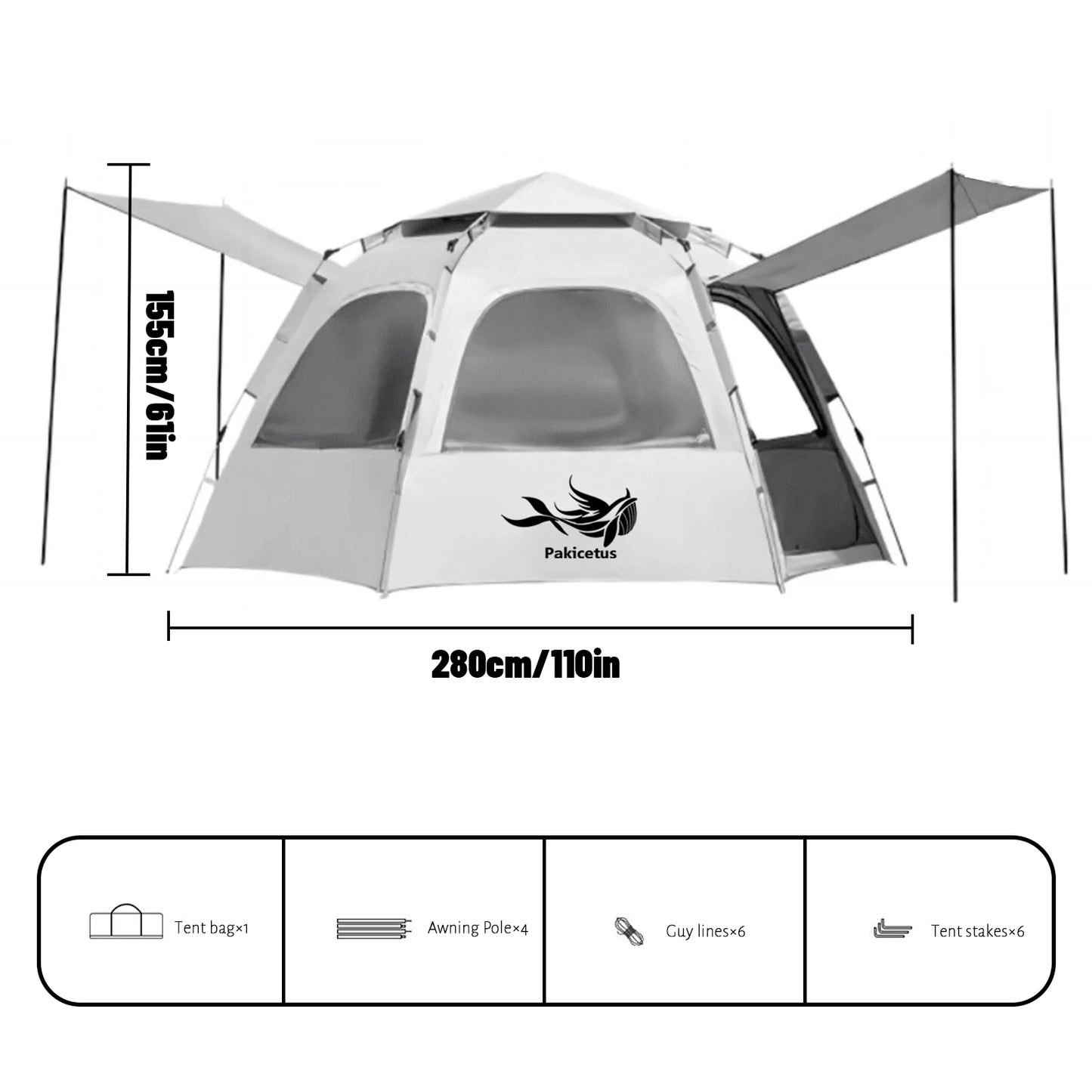 Pakicetus Spherical Hexagonal Camping Tent Quick Set With Sun Wind Oxford Fabric