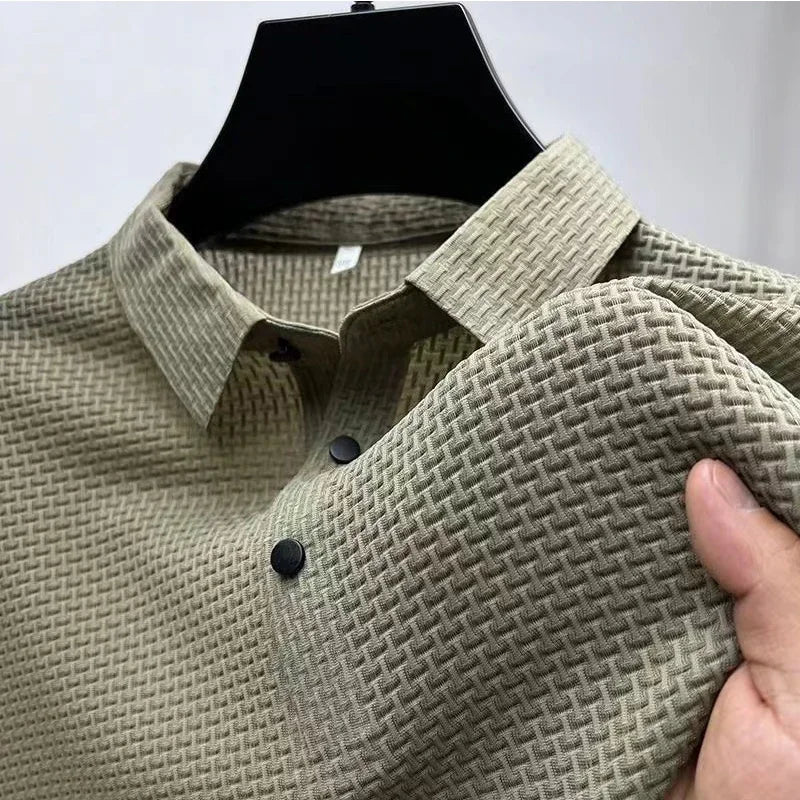 Men's Business Casual Short Sleeve Polo Shirt Breathable Summer Top