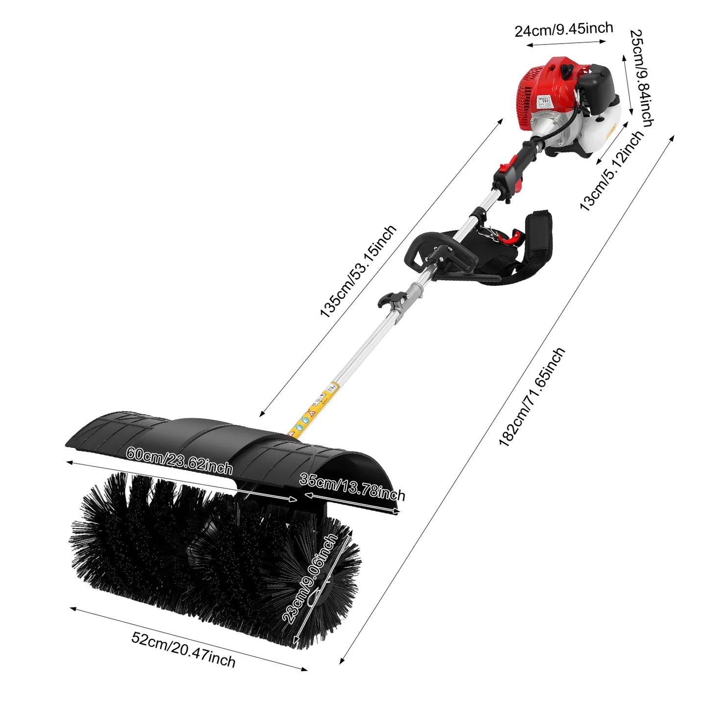 Gas Powered Walk Behind Sweeper Multi Surface For Driveways Lawns