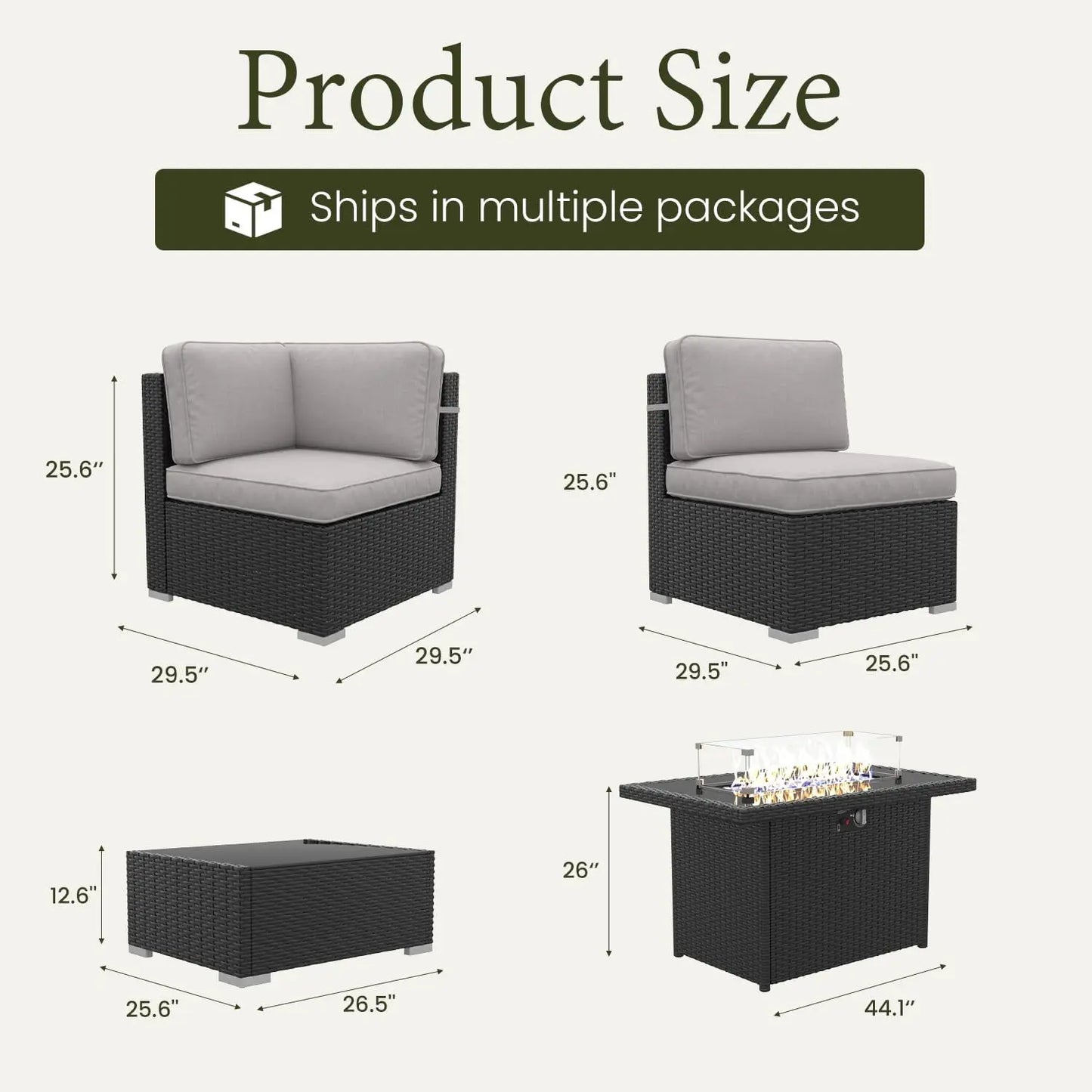 Patio Furniture Set With Fire Pit Table And Wicker Sofa