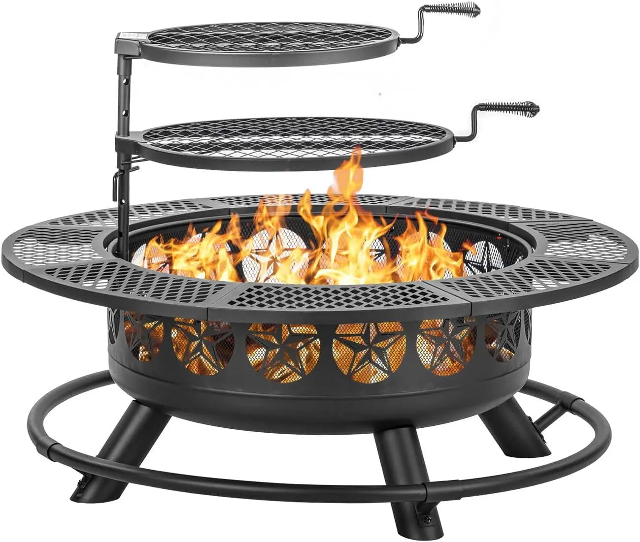 Verdeluxe 3In1 Outdoor Fire Pit With Cooking Grills And Lid