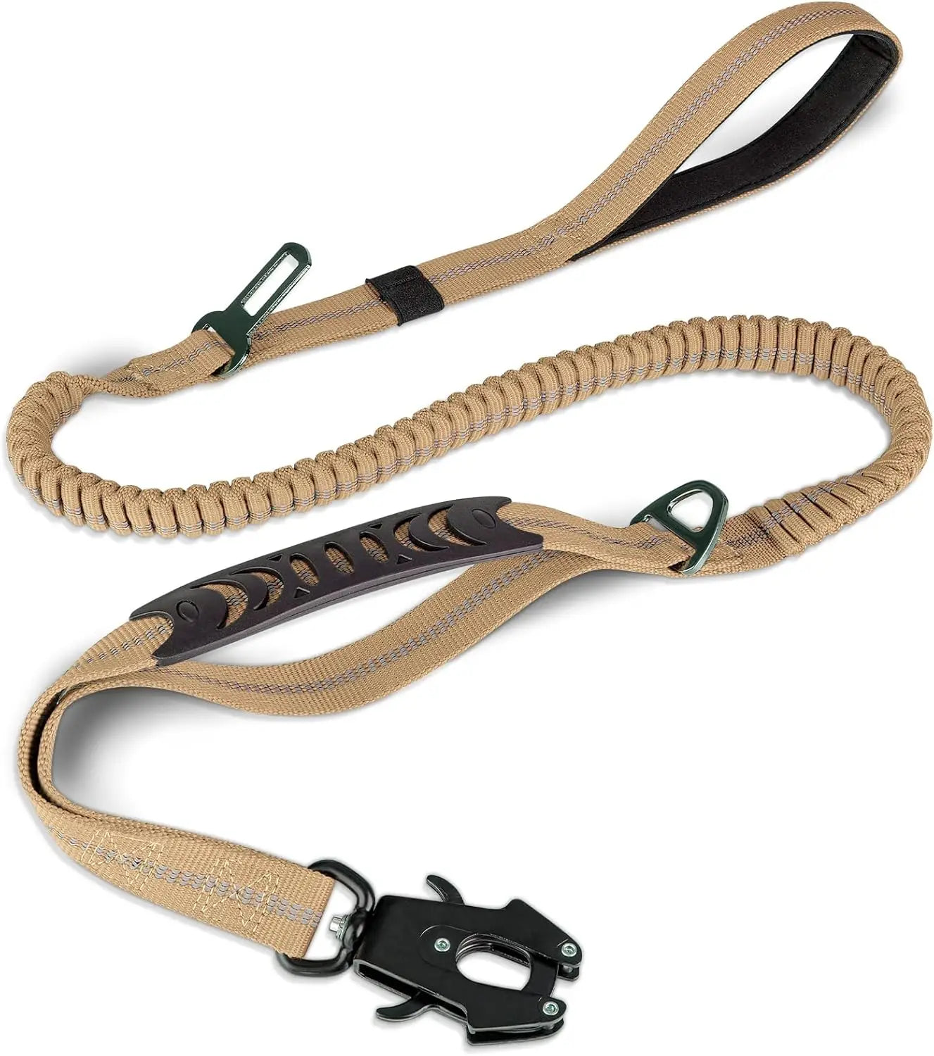 Reflective Shock Absorbing Dog Leash With Car Seatbelt No Pull