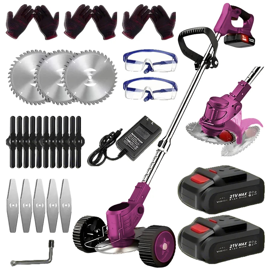 Cordless Portable Lawn Mower Weeder Multi Function With Three Blades