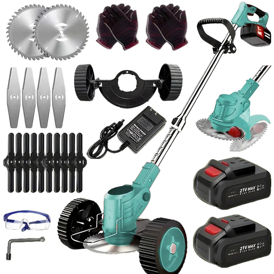 Cordless Portable Lawn Mower Weeder Multi Function With Three Blades