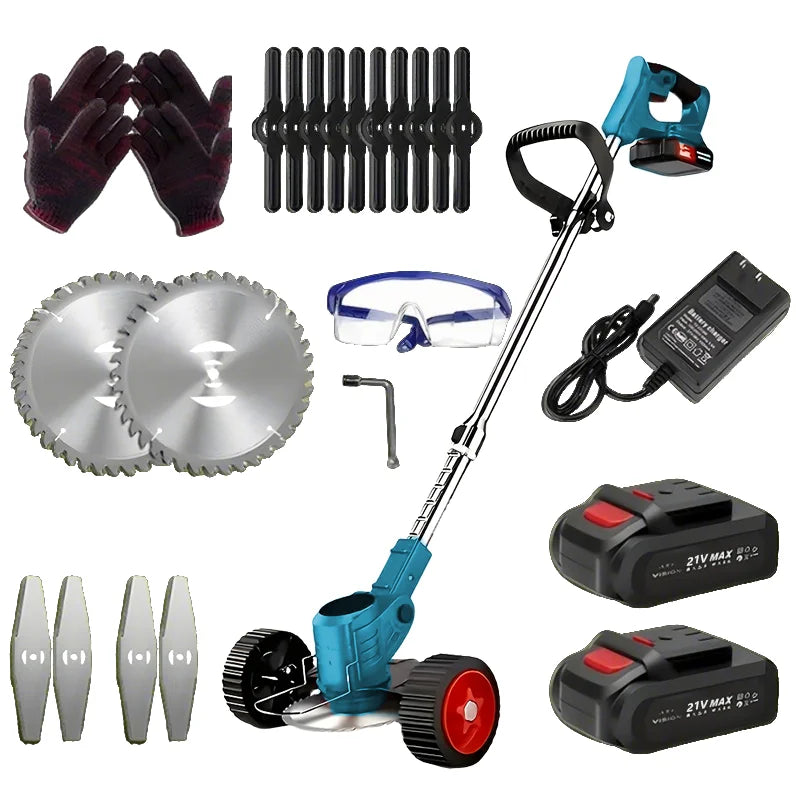 Cordless Portable Lawn Mower Weeder Multi Function With Three Blades