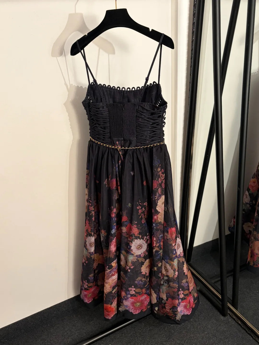 Womens Cotton Knit Waist Cinching Flared Dress Slash Neck US