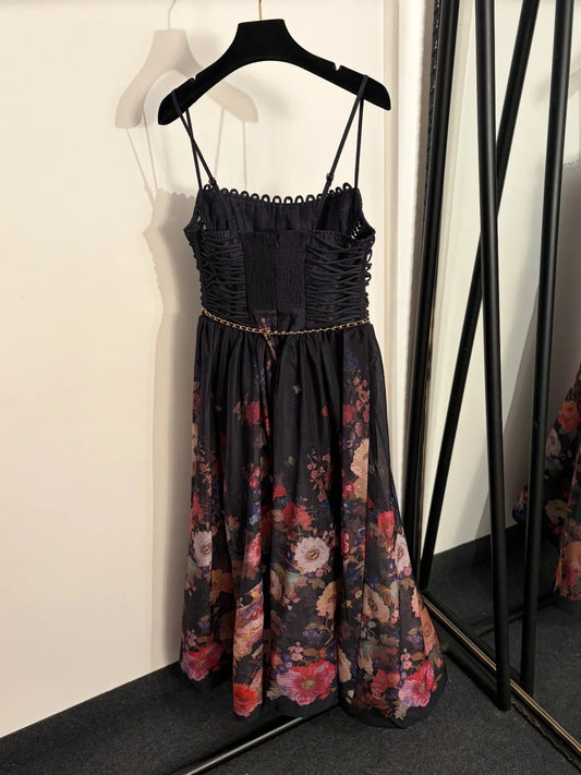 Womens Cotton Knit Waist Cinching Flared Dress Slash Neck US