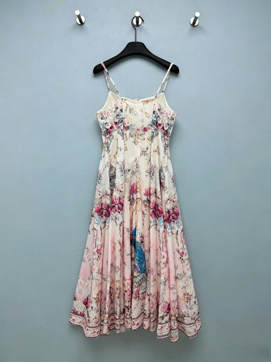 Women's Waist Cinch Slim Fit Flare Dress ZX88120 Cotton Knit