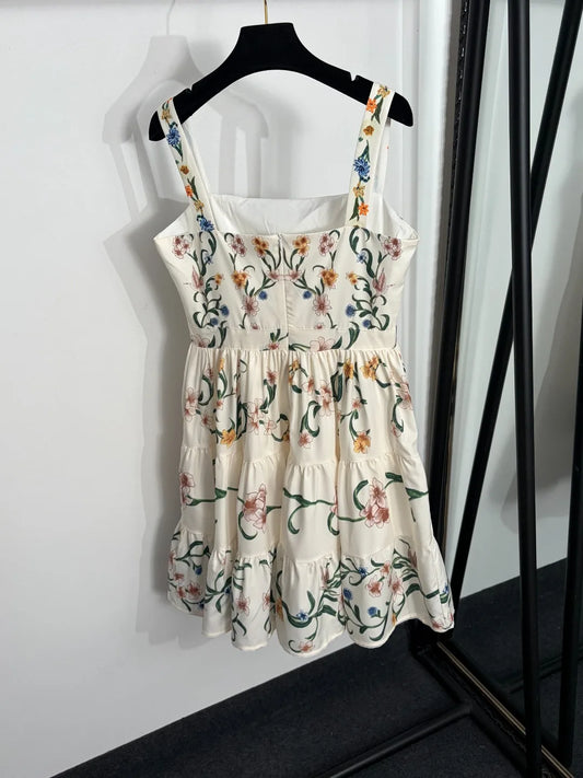 Pastoral Print Tiered Flare Cotton Dress For Women ZX177
