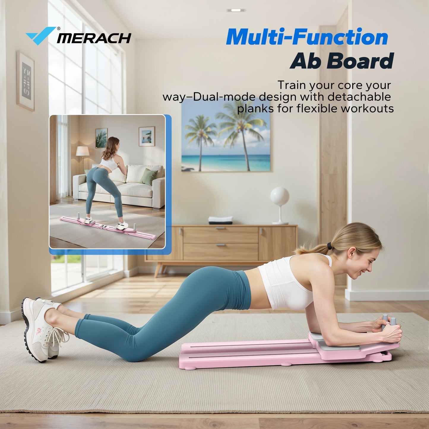 MERACH Detachable Abdominal Pilates Board Trainer With Anti Slip