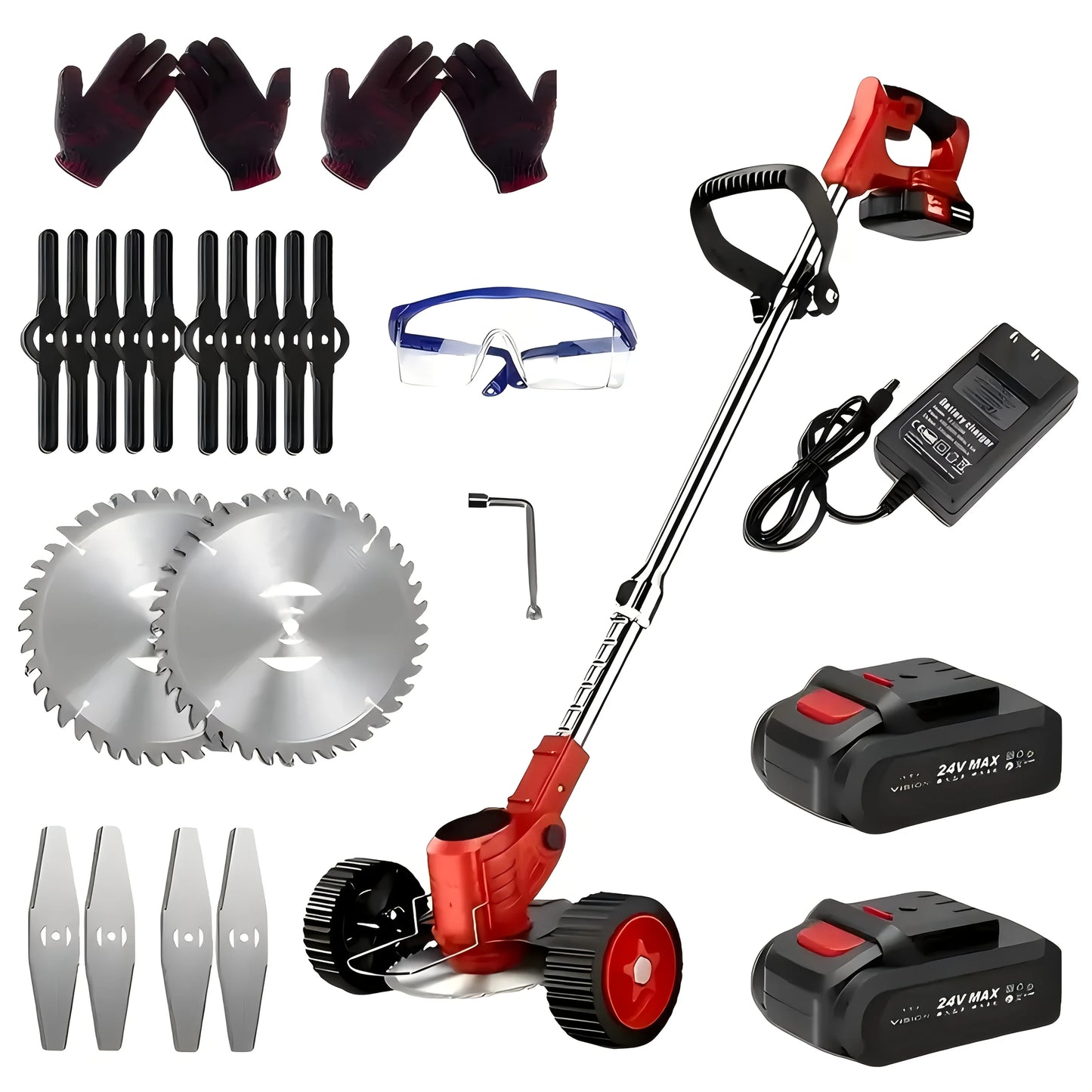 Cordless Portable Lawn Mower Weeder Multi Function With Three Blades