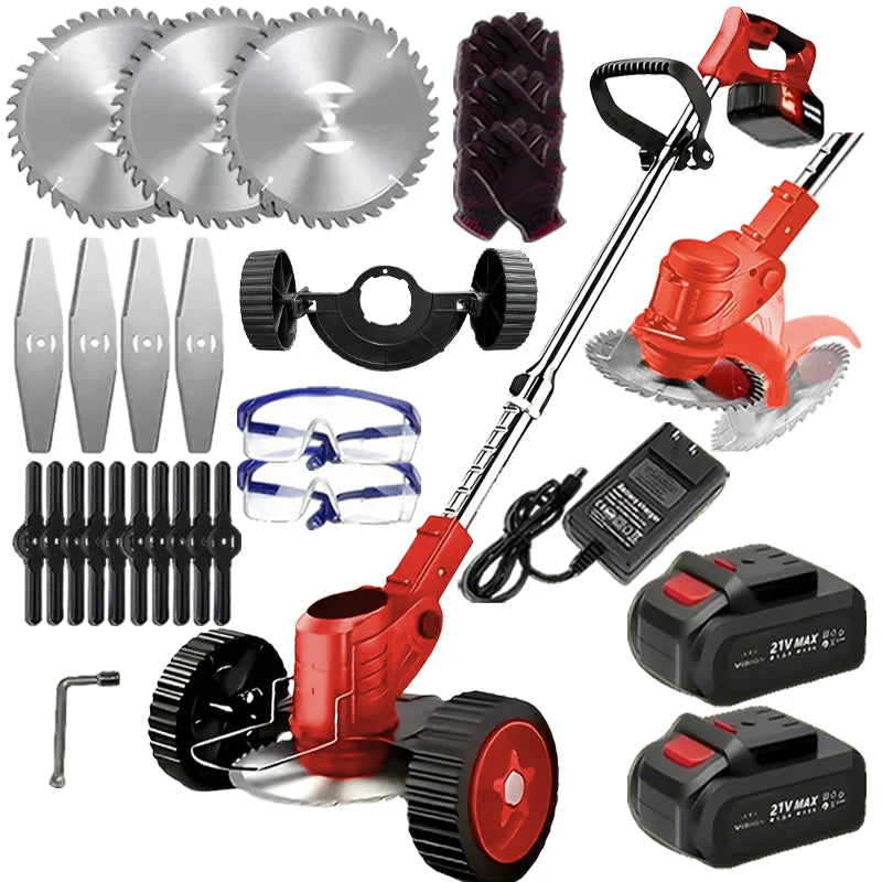Cordless Portable Lawn Mower Weeder Multi Function With Three Blades