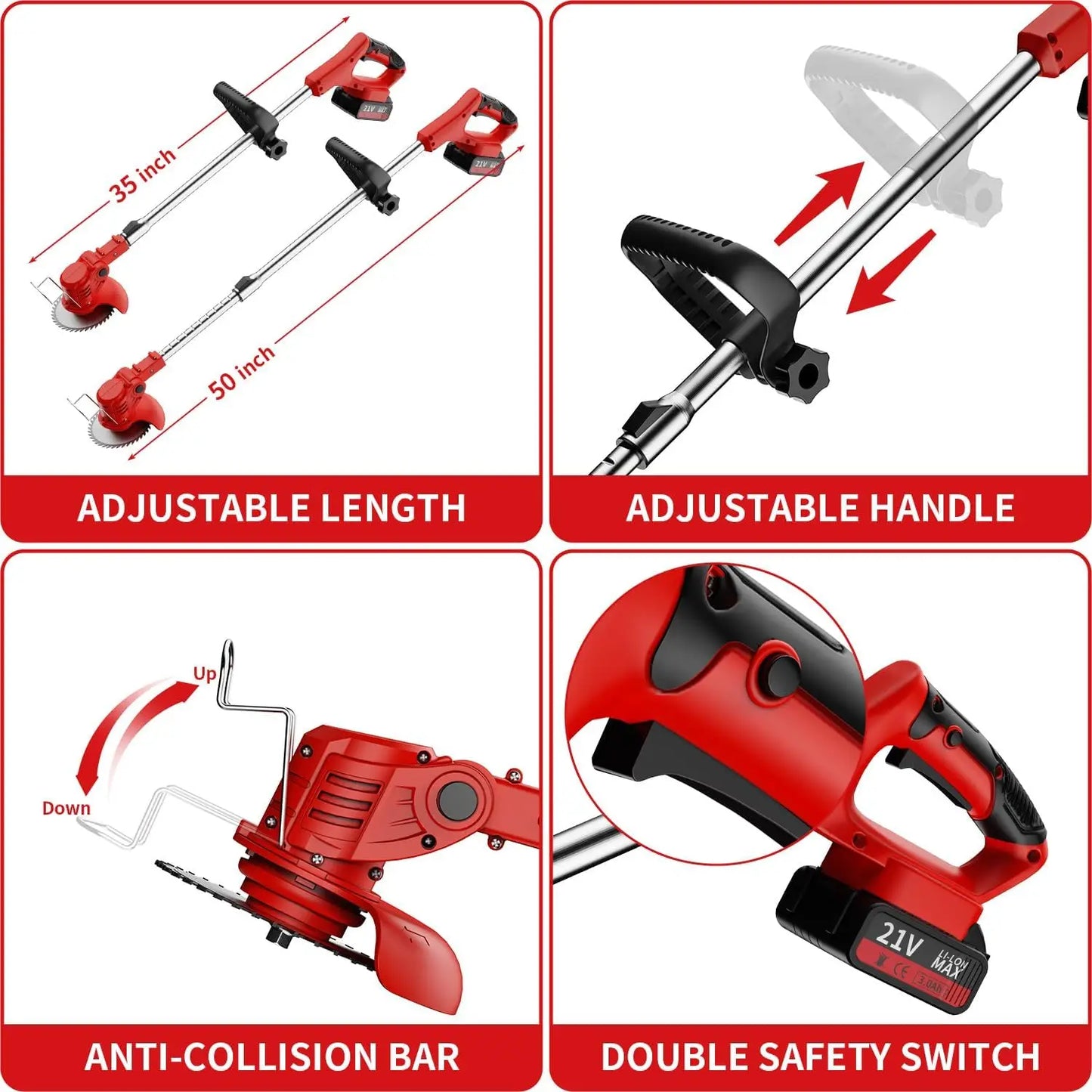 Cordless Portable Lawn Mower Weeder Multi Function With Three Blades