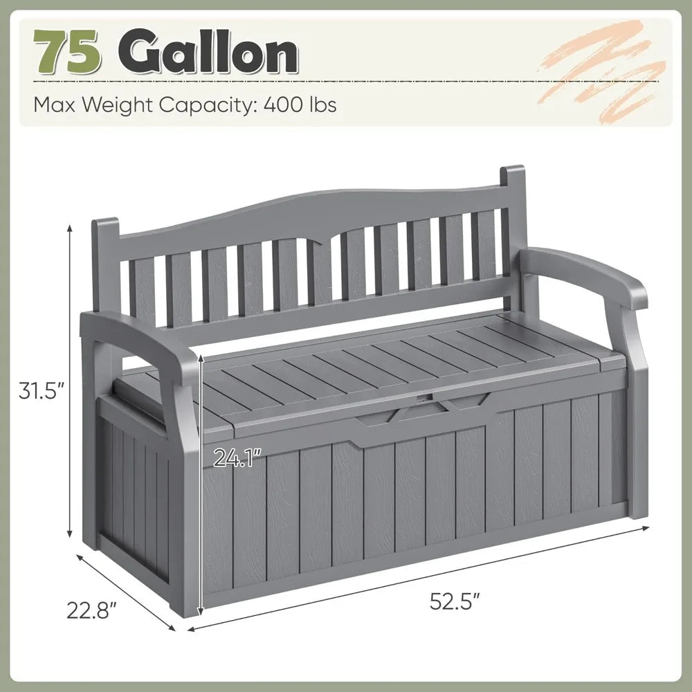 Outdoor Lockable Storage Deck Box Bench With Waterproof UV Resistant