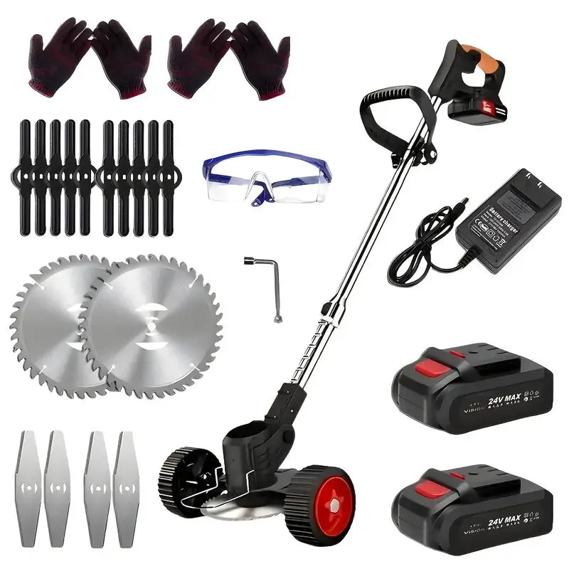 Cordless Portable Lawn Mower Weeder Multi Function With Three Blades