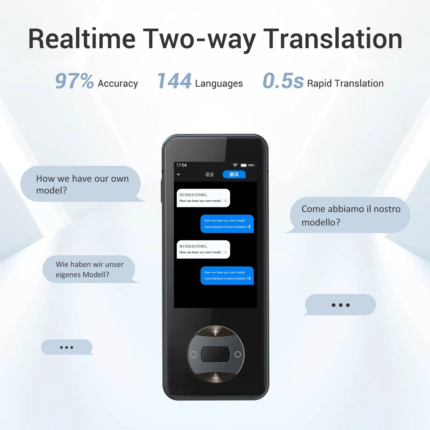 Wooask W10 Translator 144 Languages Bi-Directional Real-Time Offline