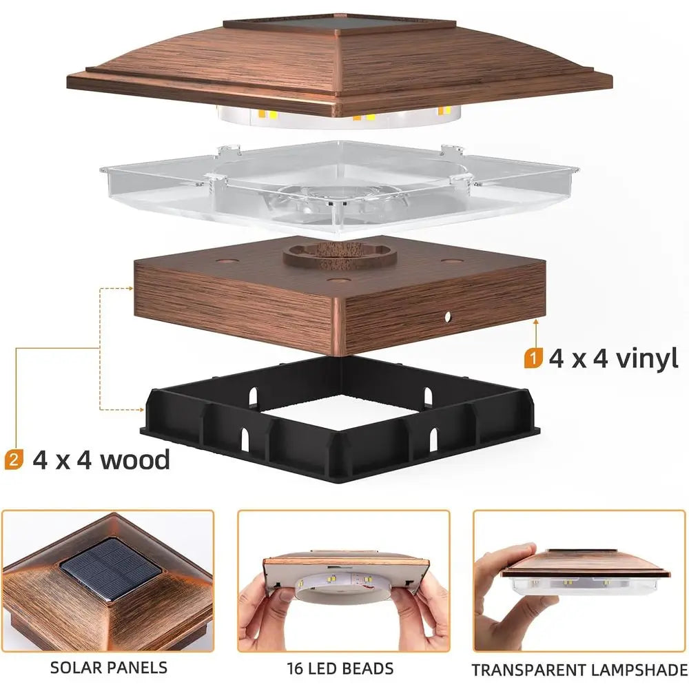 APONUO 12 Pack Solar Fence Post Lights Outdoor Waterproof Garden