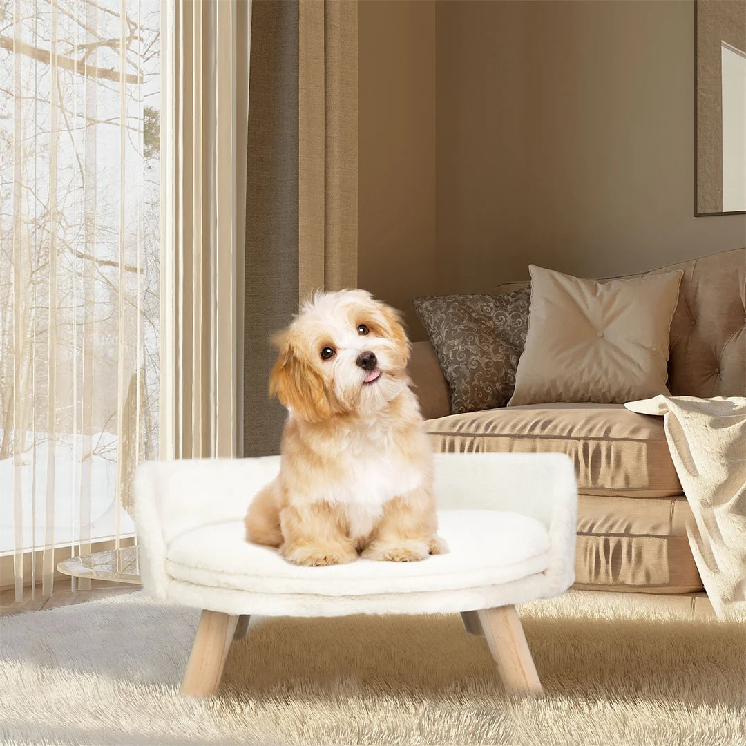 BINGOPAW Luxury Plush Cat Bed Nest With Wood Legs Support