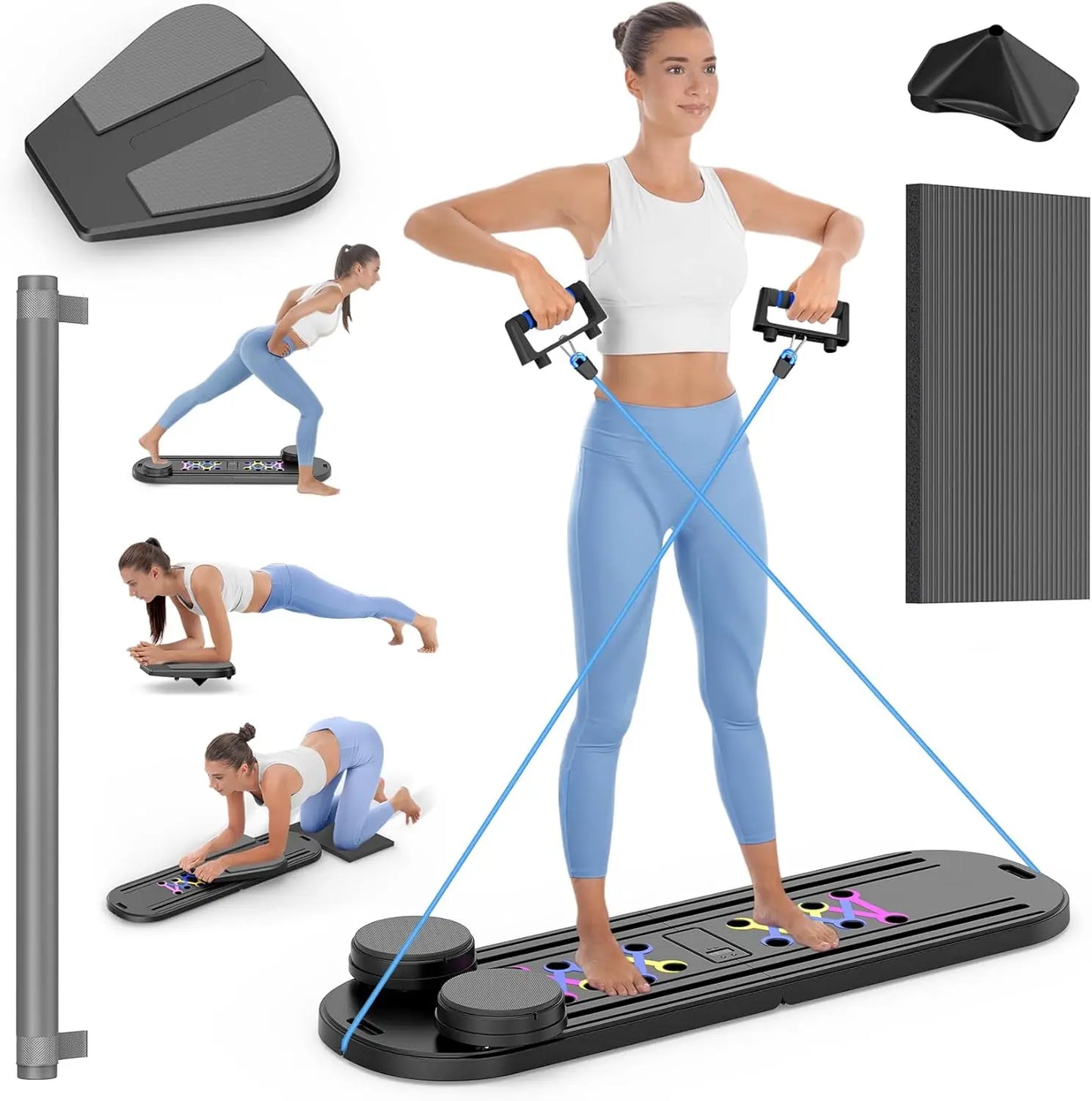 Pilates Board Foldable Reformer Set 7 In 1 Multi Purpose Equipment Ab Trainer