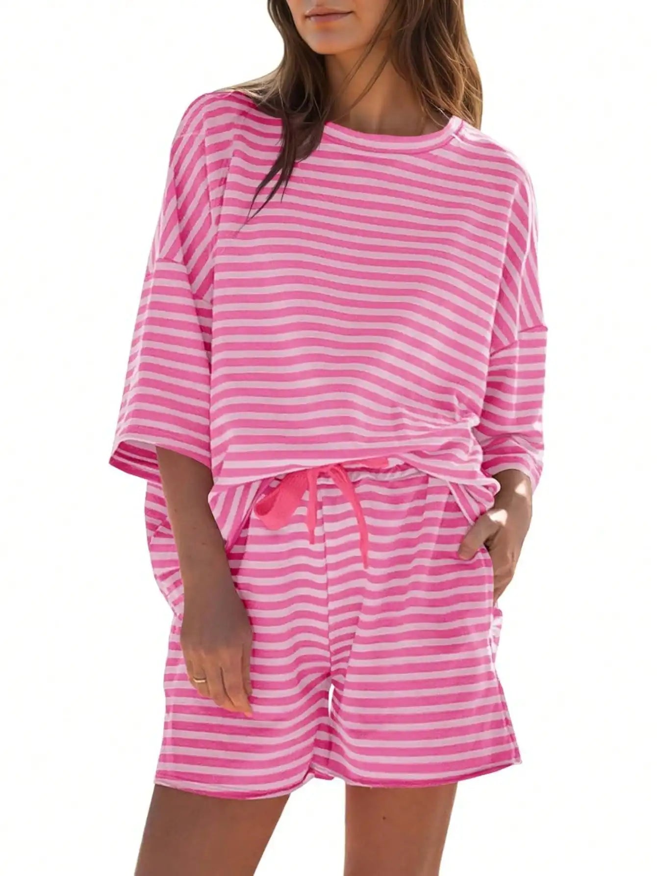 Fisoew Womens Striped Athleisure Two Piece Set Sweatsuit