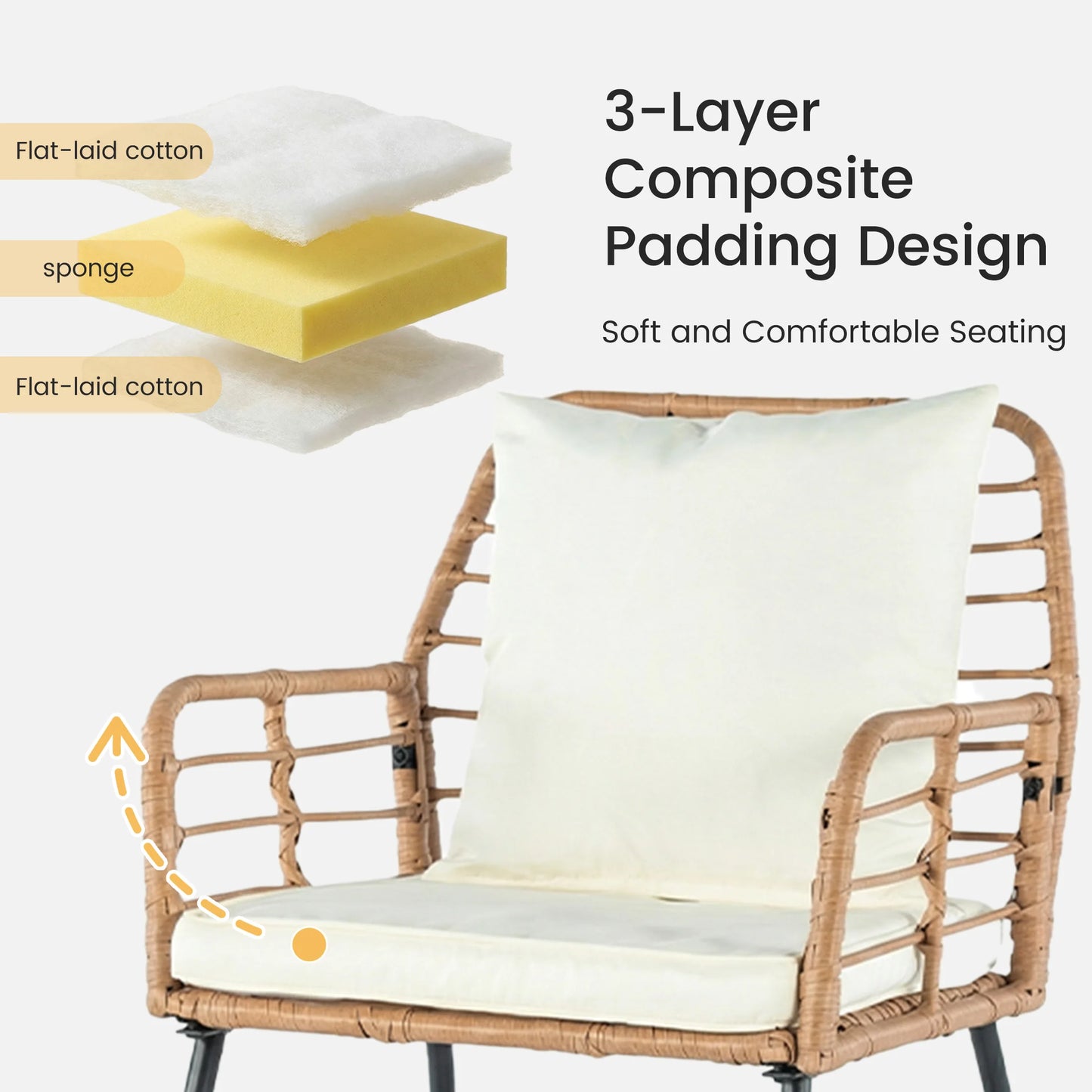 Outdoor Wicker Patio Furniture Set 4 Pieces With Glass Table