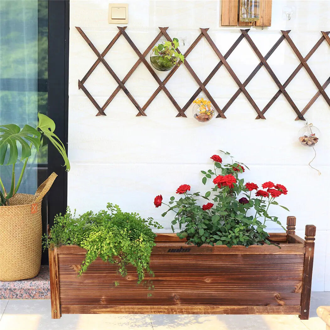 Wood Planter Box Outdoor Raised Garden Planter Bed For Flowers