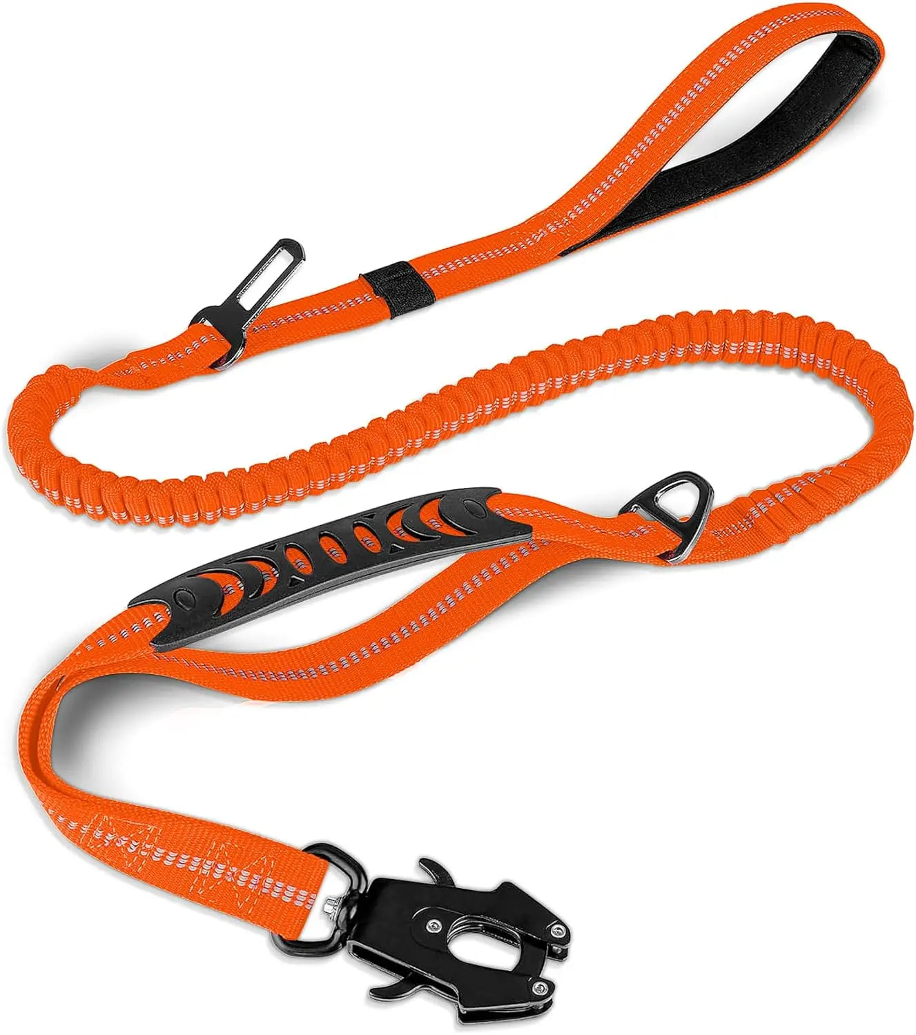 Reflective Shock Absorbing Dog Leash With Car Seatbelt No Pull