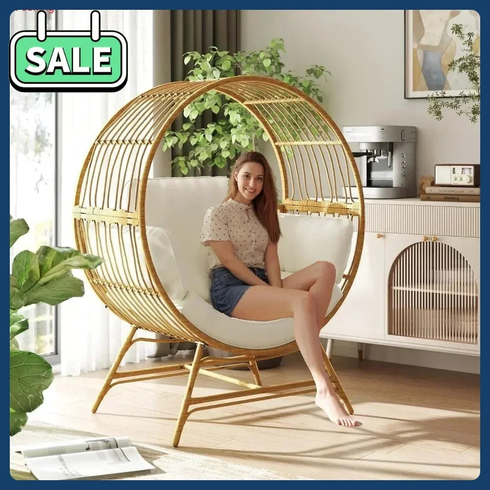 Egg Chair Outdoor Indoor Oversized Rattan Wicker Patio Lounge