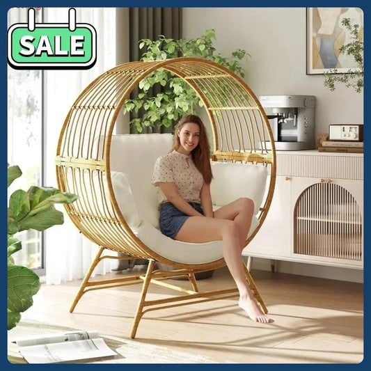 Egg Chair Outdoor Indoor Oversized Rattan Wicker Patio Lounge
