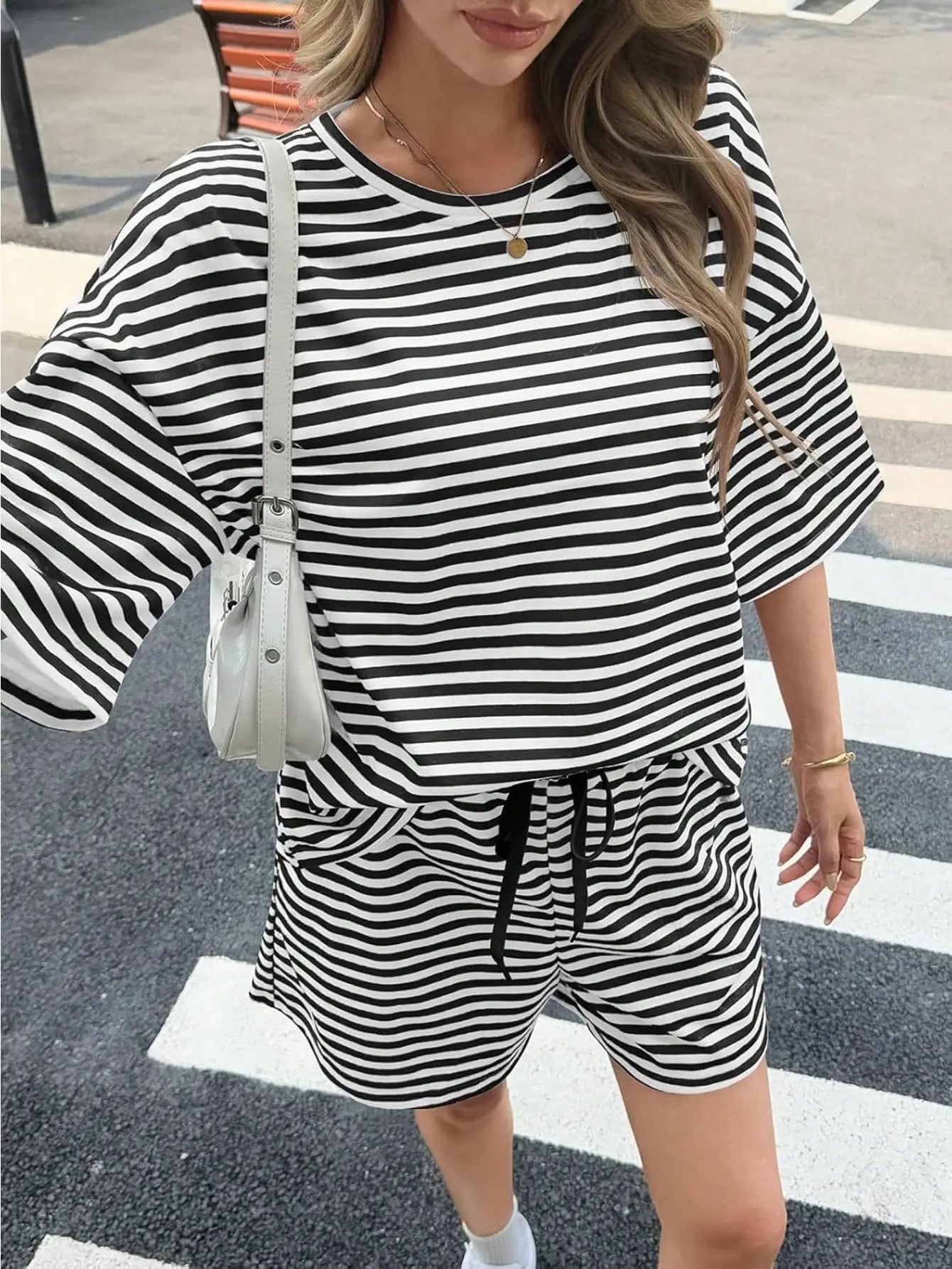 Fisoew Womens Striped Athleisure Two Piece Set Sweatsuit