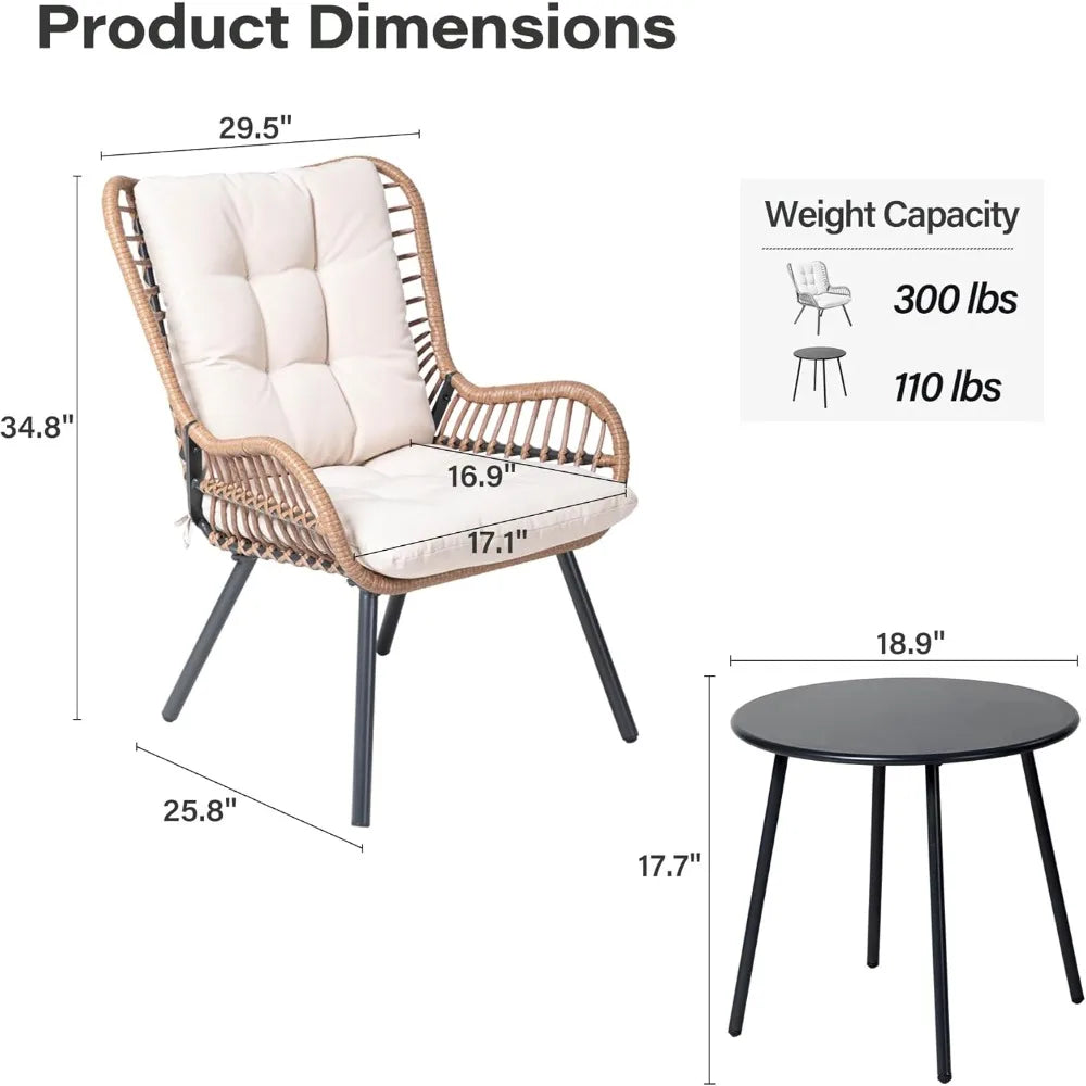 Outdoor Bistro Set With Coffee Table And Cushions For Patio