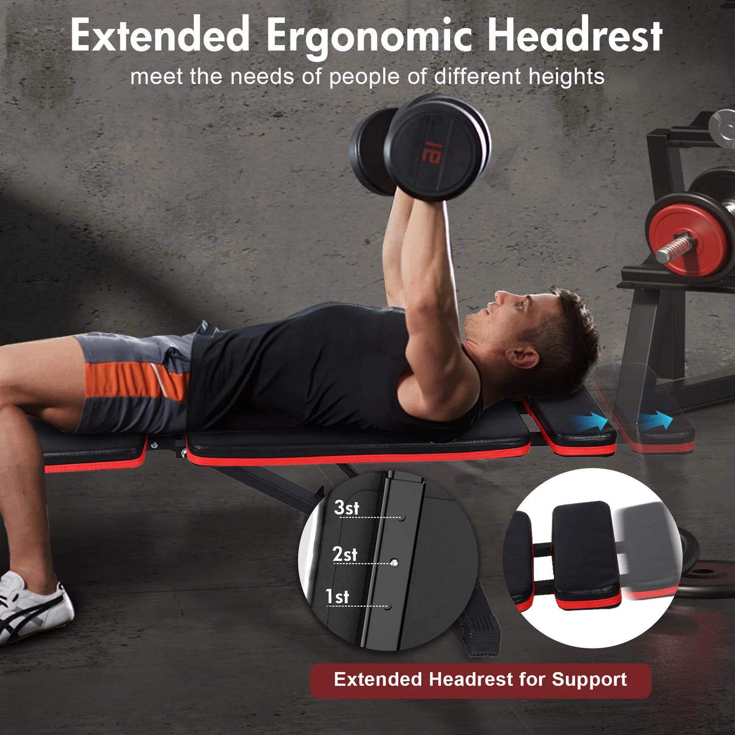 Foldable 7 Level Weight Bench for Full Body Strength Training