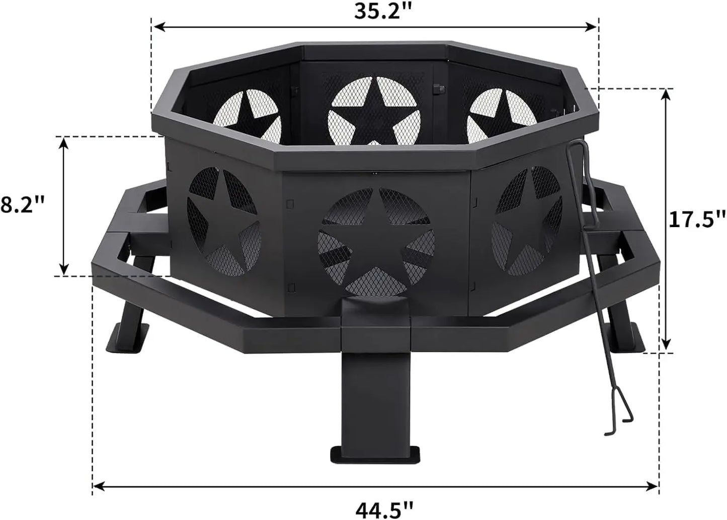 Hexagonal Wood Burning Fire Pit For Outdoor Patio Backyard