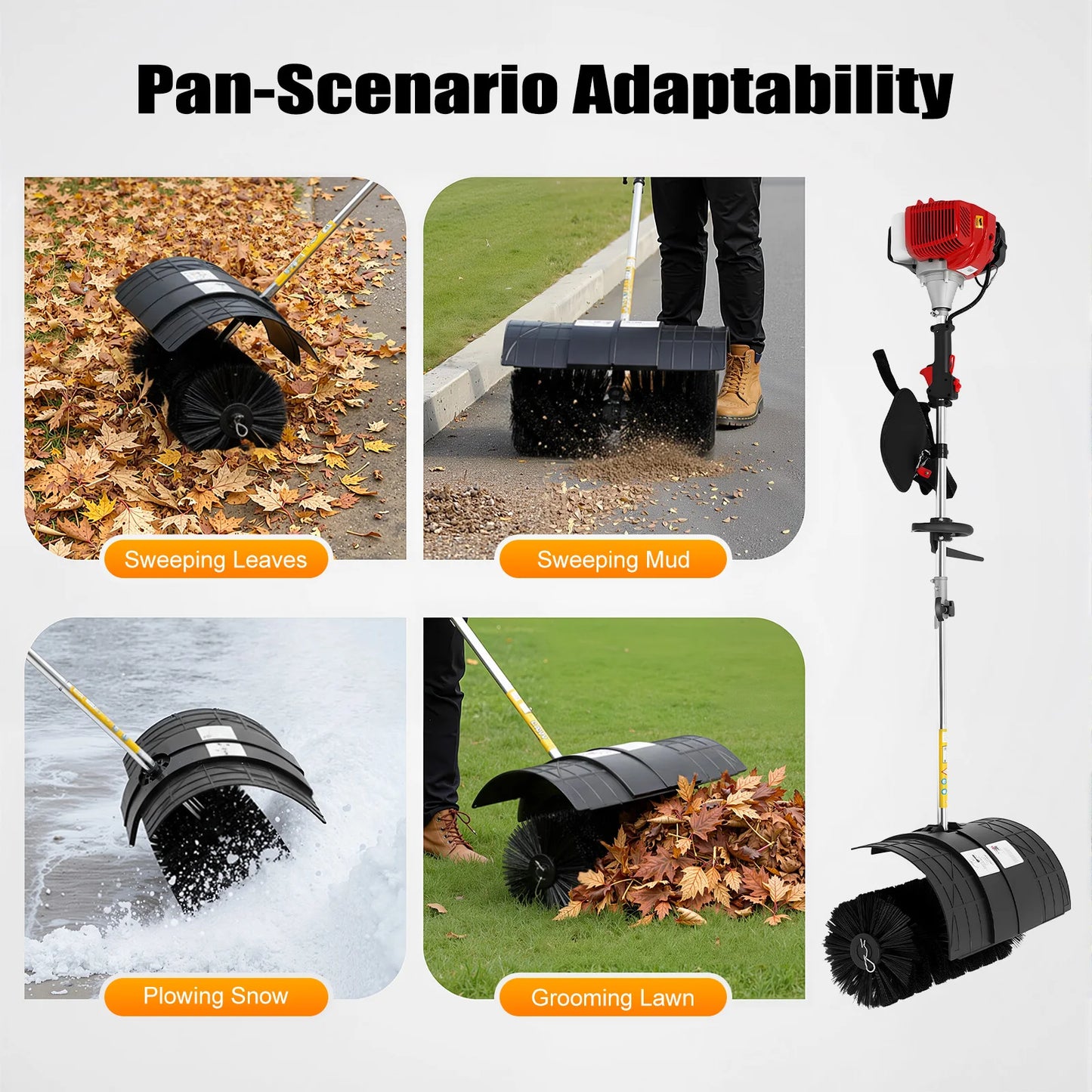 CNCEST 1700W 52cc Gasoline Powered Handheld Lawn Sweeper Broom