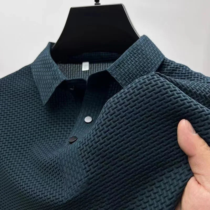 Men's Business Casual Short Sleeve Polo Shirt Breathable Summer Top