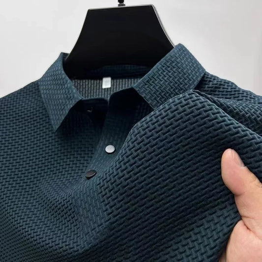 Men's Business Casual Short Sleeve Polo Shirt Breathable Summer Top