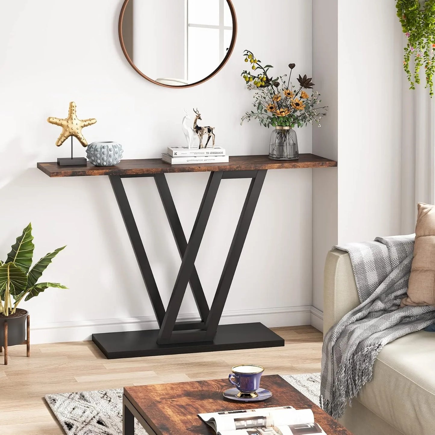 Little Tree Console Table Industrial Hallway Sofa Table Entryway