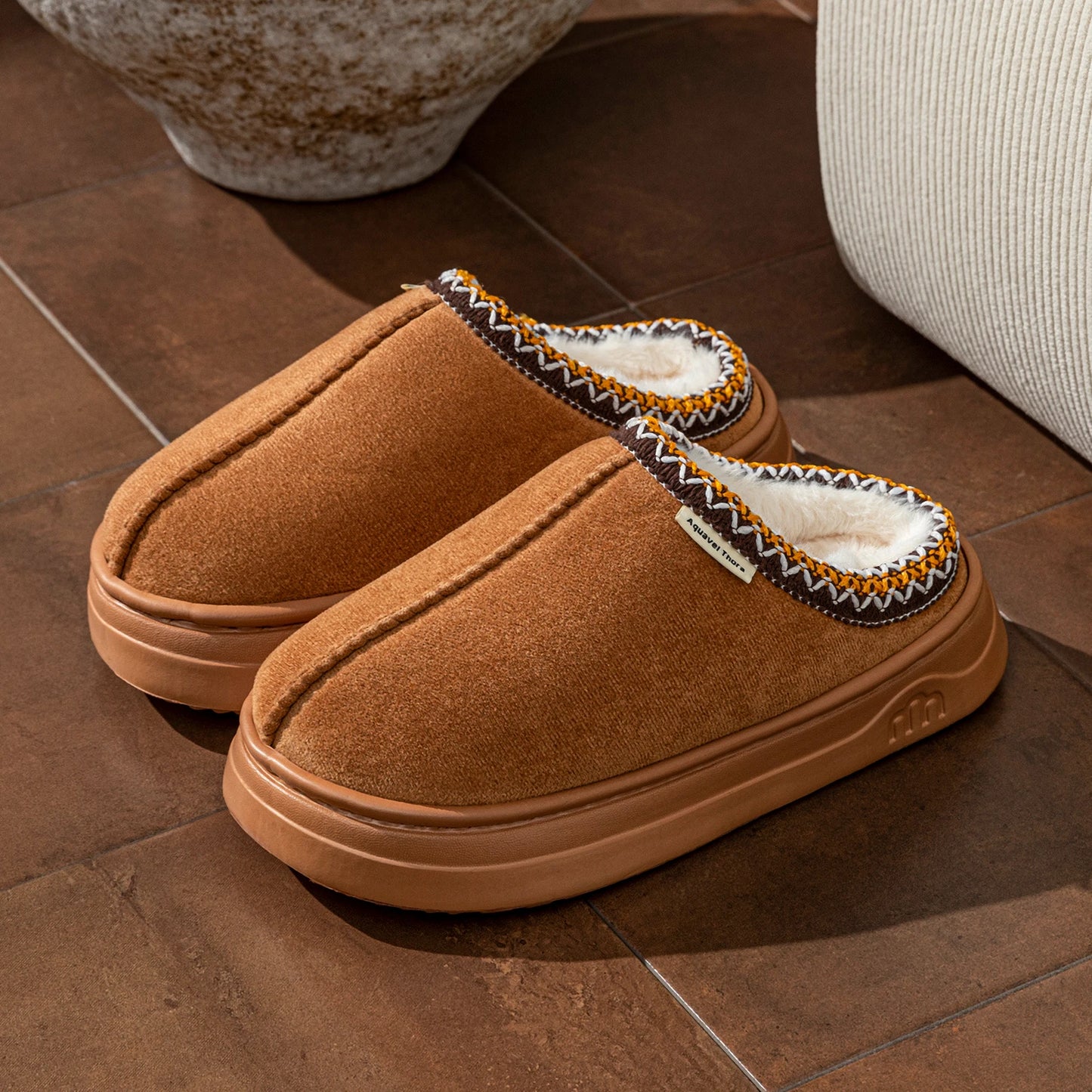 Winter Women Slippers Fur Lined Indoor Outdoor Plush House Shoes